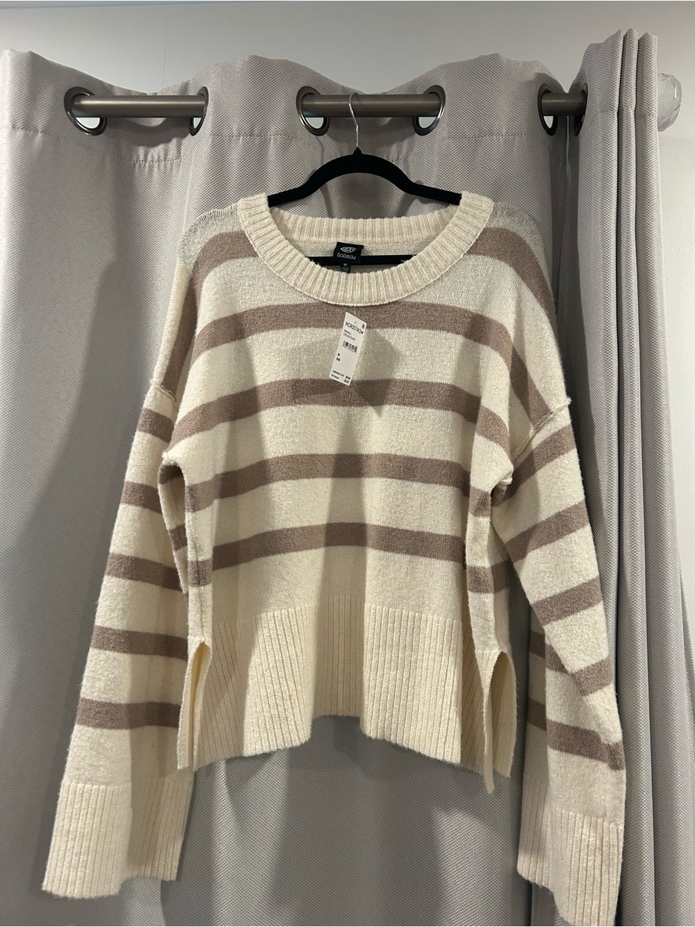 Nordstrom Striped Crewneck Sweater - Cream & Taupe